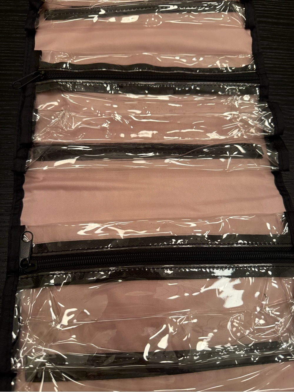 NWOT Mary Kay Black & Pink Rolled Folded Hanging Cosmetic Case Toiletry Bag - Picture 3 of 6